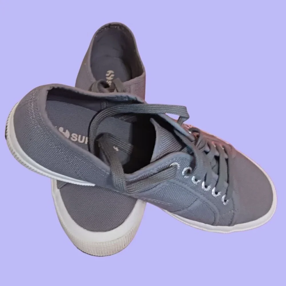 Superga 2750 Cotu Classic Grey Sage Canvas Lace-Up Sneakers Size 9.5